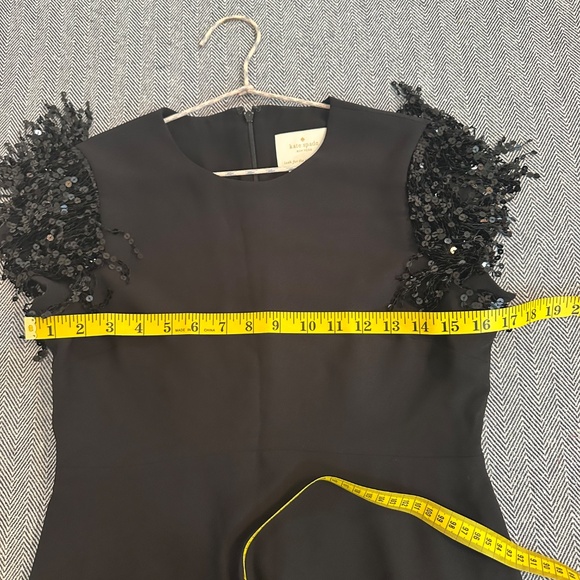 KATE SPADE - Sequin Fringe Swing Black Cap Sleeve Mini Cocktail Dress - Picture 5 of 9
